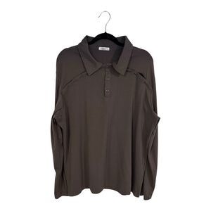Deyeek Men patient Polo Shirt Long Sleeve Lightweight Gray Large XL
